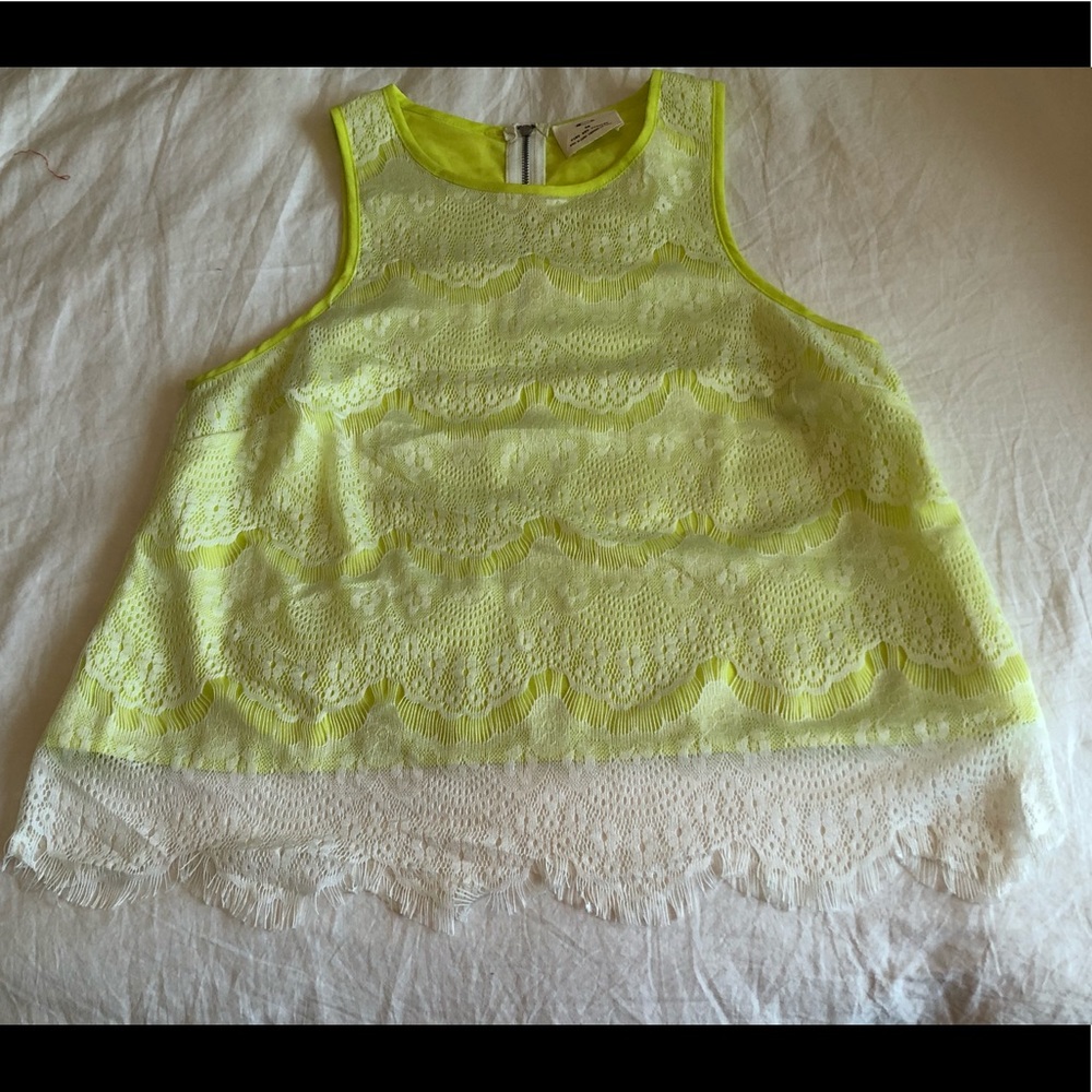 Urban Outfitters, Lime-Yellow/Green & Lace Top